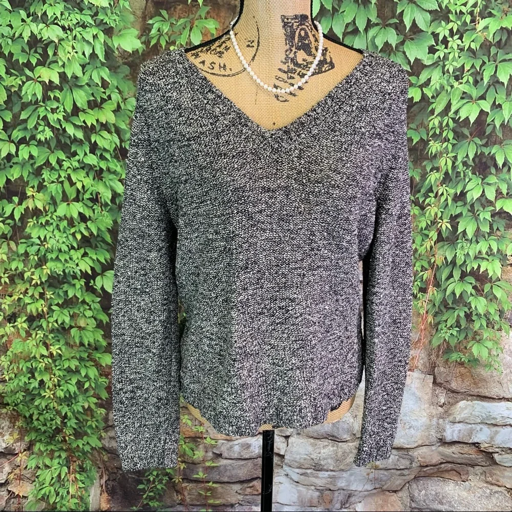 MAXMARA WEEKEND Marled Linen Blend V-Neck Sweater, L